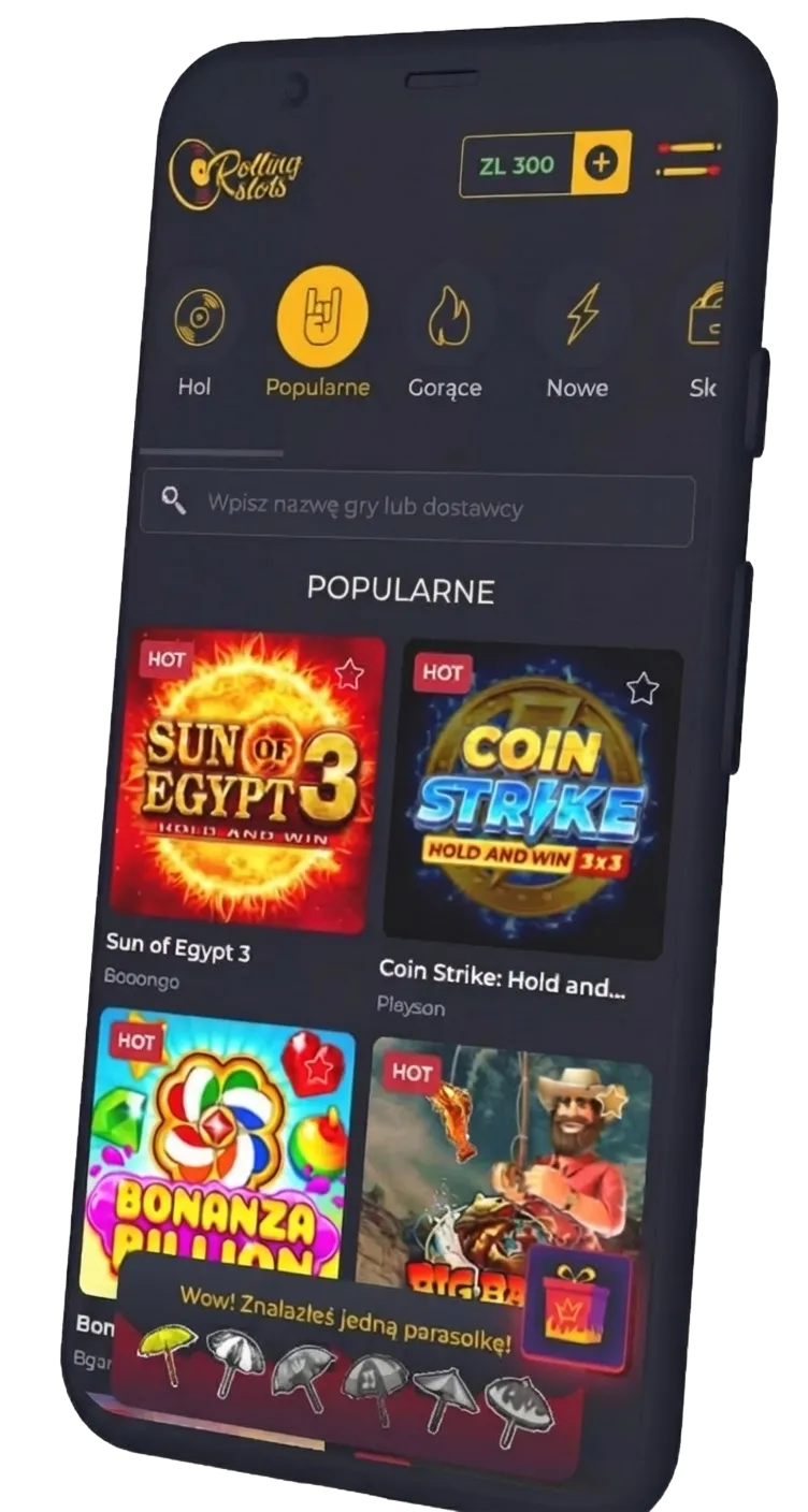 Aplikacja mobilna Rolling Slots Casino – graj na telefonie